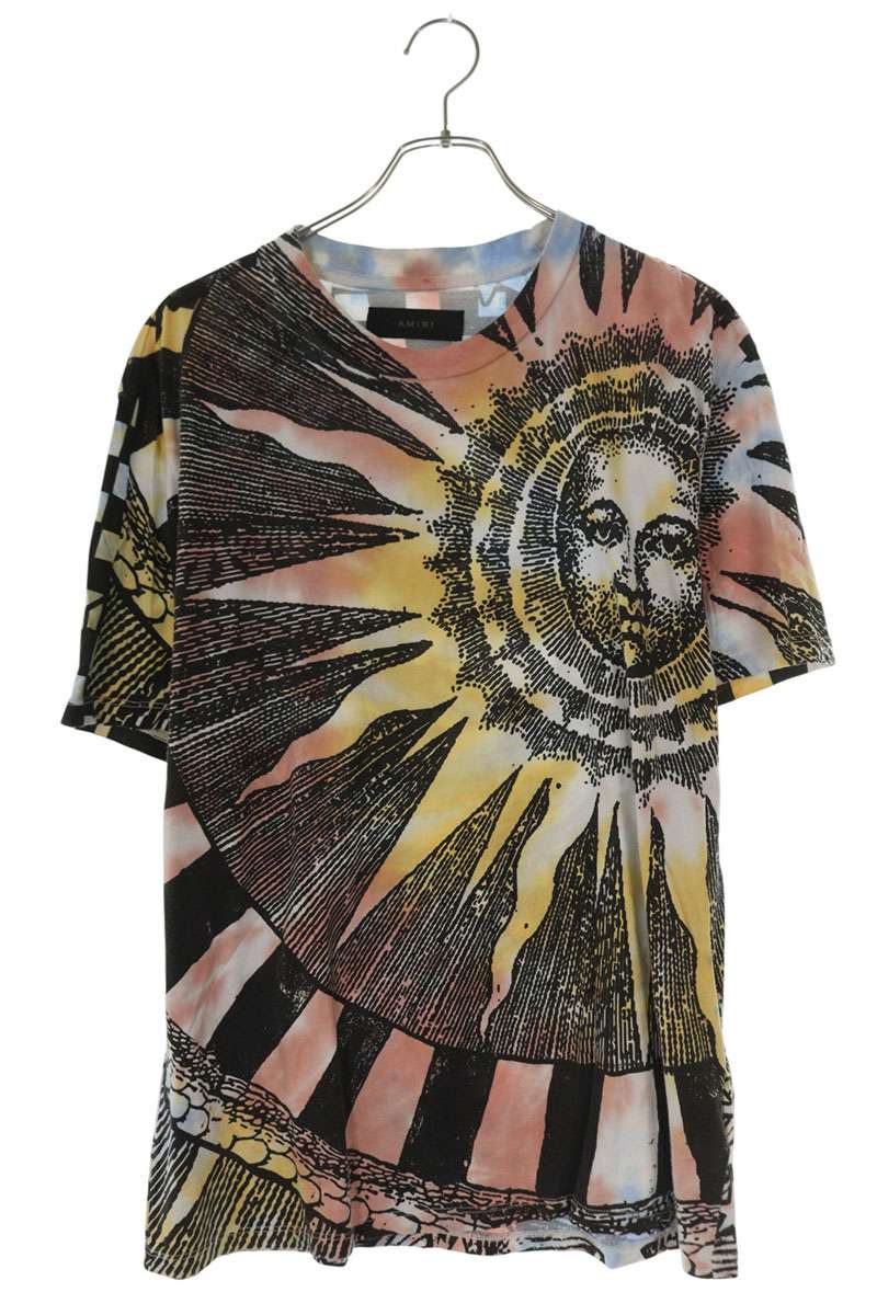 アミリ AMIRI　 サイズ:L SUN AND MOONプリントTシャツ(ブラック×ピンク調×ブルー調×イエロー調)【923062】【OM10】【メンズ】【中古】bb87#rinkan*B