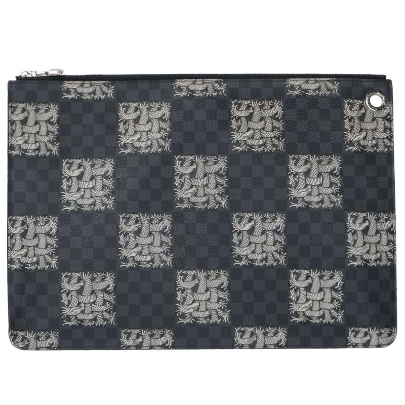 ルイヴィトン LOUISVUITTON ×ネメス NEMETH  サイズ:GM  N61232 ポシェット・ジュールGM ダミエグラフィット ネメスダミエクリストファークラッチバッグ(ブラック×ホワイト)【602152】【BS99】【小物】【中古】bb177#rinkan*B