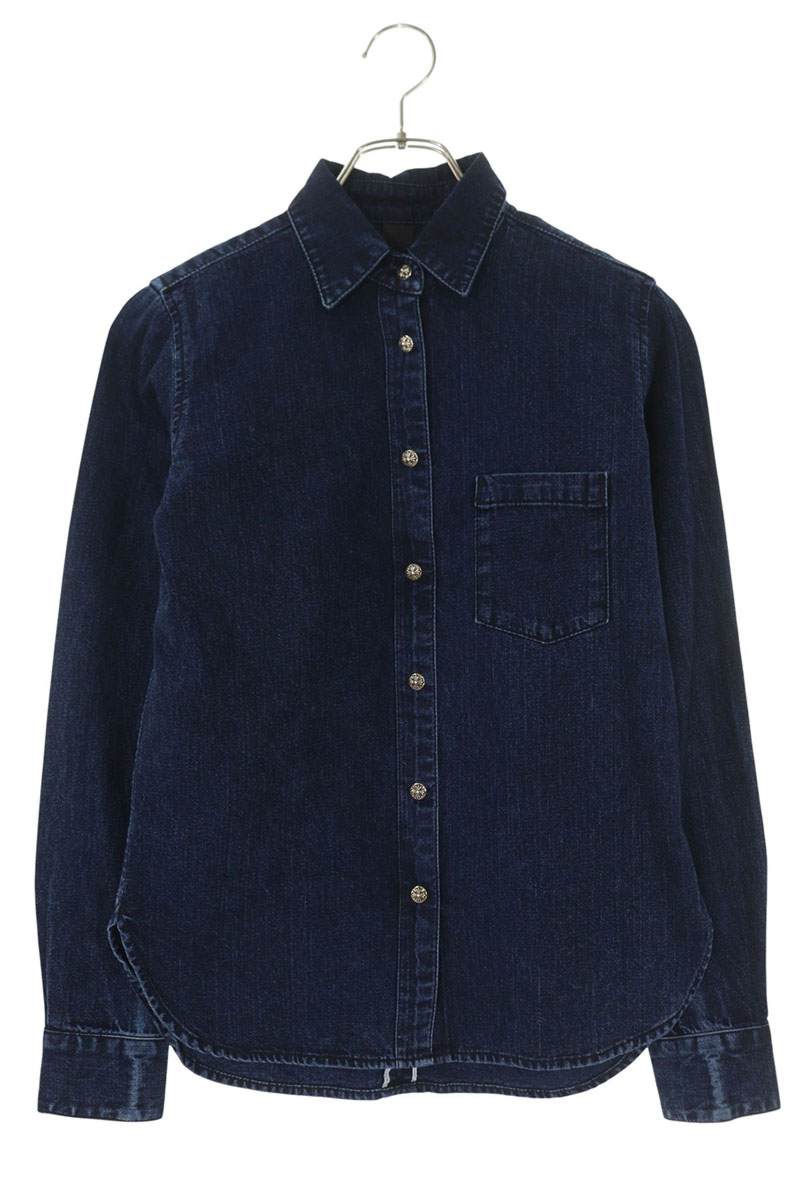 クロムハーツ Chrome Hearts　 サイズ:XS LOOSEENDS LS ルーズエンド デニムクロスボタン長袖シャツ(インディゴ)【321152】【SJ02】【メンズ】【中古】bb82#rinkan*B