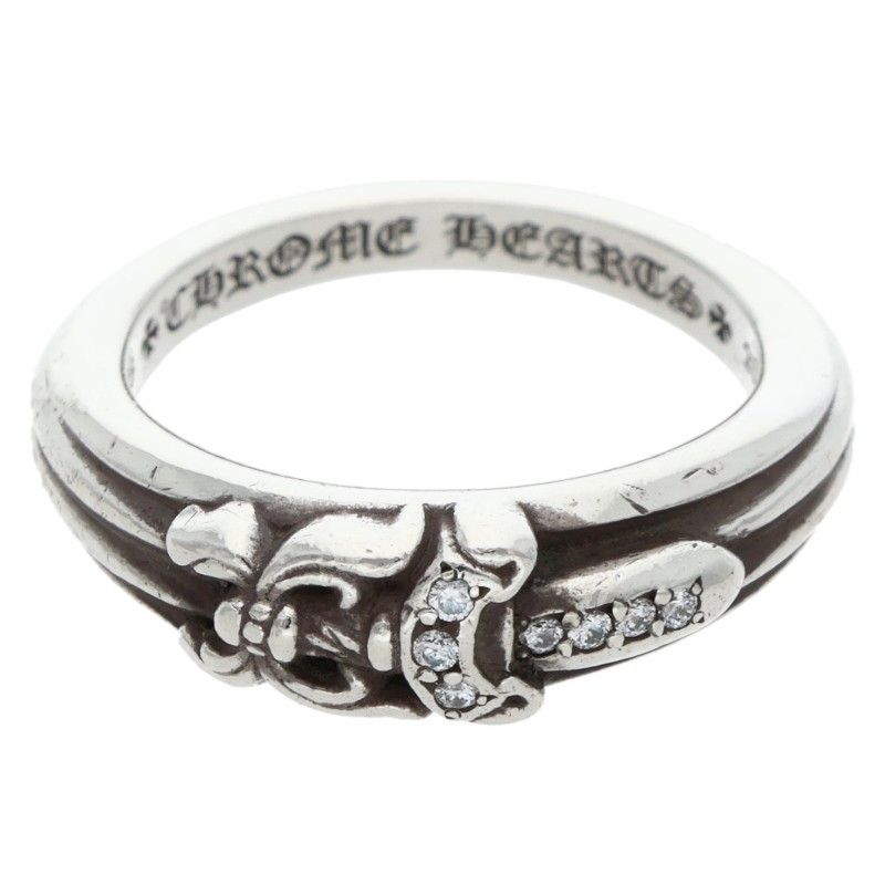 クロムハーツ Chrome Hearts サイズ:9号 BABY CLSC P D ベイビークラシックダガー PAVEダイヤ シルバーリング(シルバー×クリア 5.08g)【421152】【SJ02】【小物】【中古】bb377#rinkan*B |RINKAN