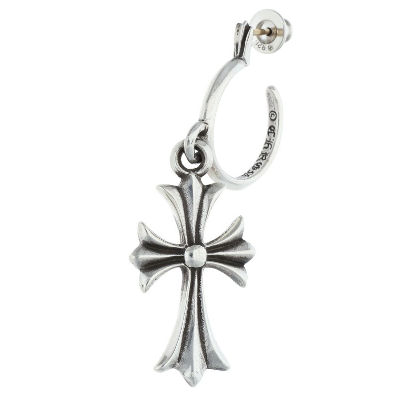 クロムハーツ Chrome Hearts   TINY CH CROSS タイニーCHはりつけ台フープ しろがね色ピアス(しろがね色 5.89g)【621152】【os06】【小物】【中古】bb187#rinkan*B
