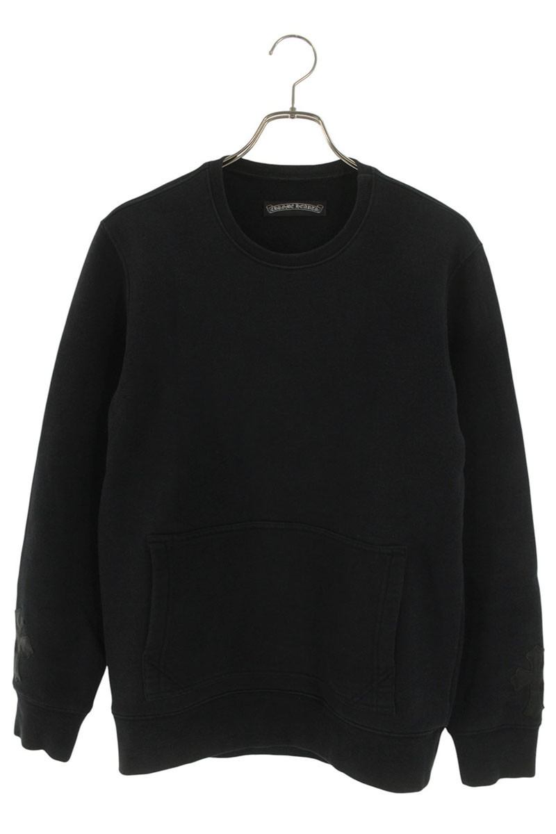 クロムハーツ Chrome Hearts 大きさ:SM（JVP) 袖クロスパッチスウェット(黒いこと)【421152】【SS07】【メンズ】【中古】bb134#rinkan*B