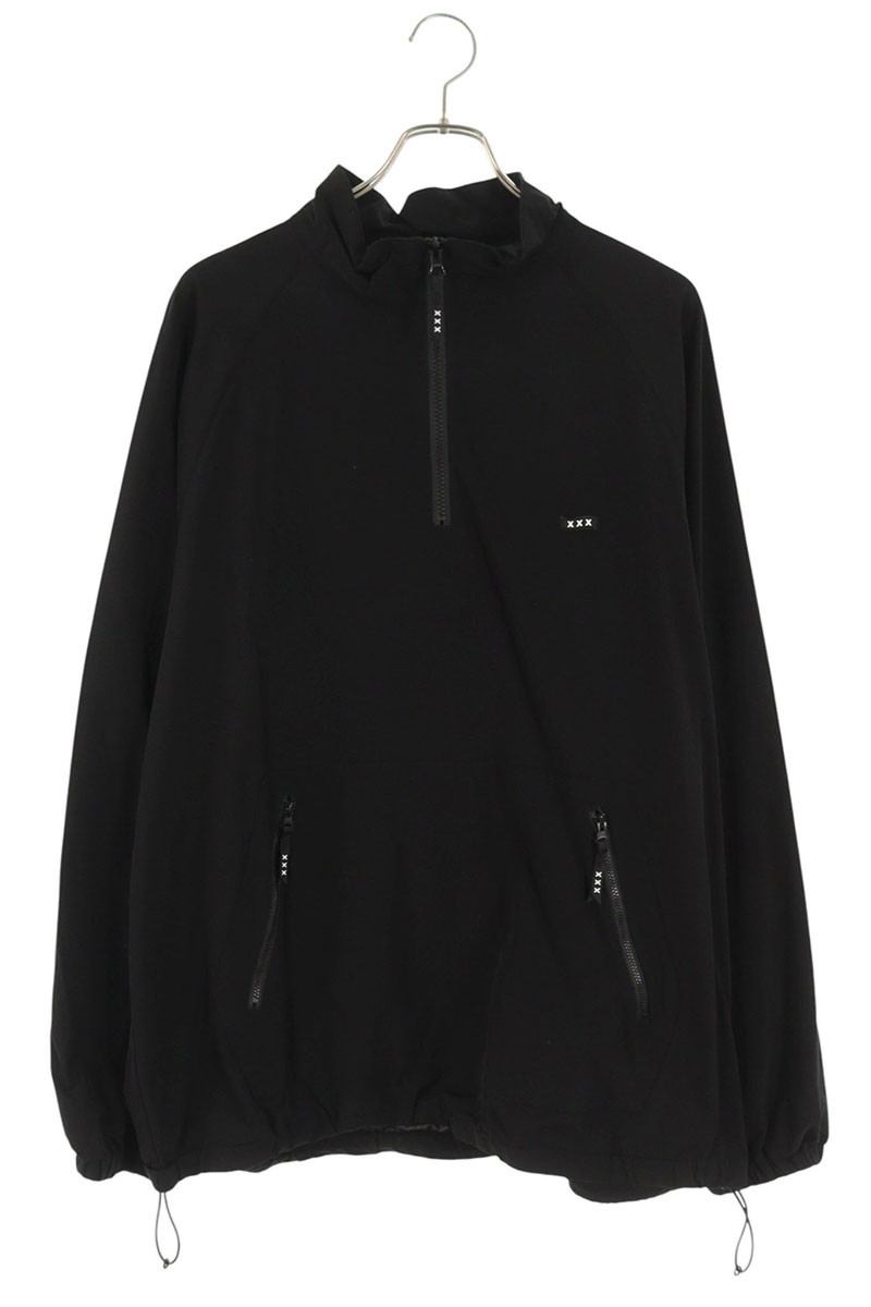 ゴッドセレクショントリプルエックス GOD SELECTION XXX 大きさ:XL ロゴワッペンハーフジップナイロンブルゾン(黒いこと)【621152】【BS99】【メンズ】【中古】bb18#rinkan*B