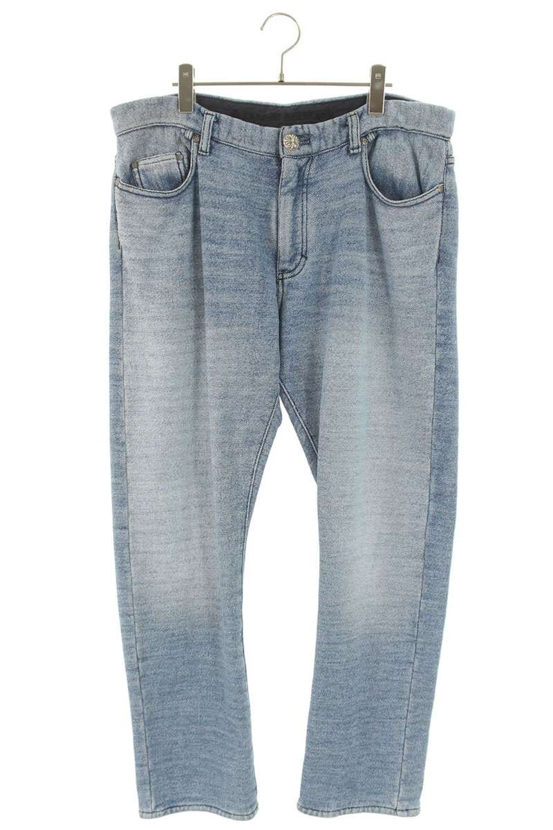 クロムハーツ Chrome Hearts 大きさ:38in クロスボールボタンスウェットジョガーロングパンツ(インディゴ×しろがね色)【521152】【GZ11】【メンズ】【中古】bb406#rinkan*C