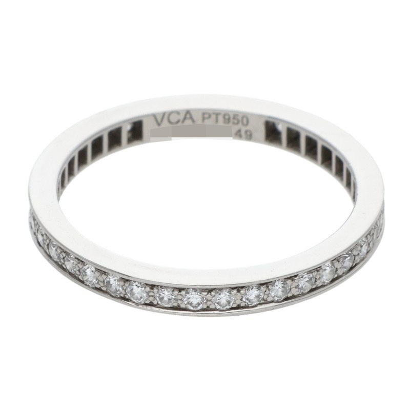 ヴァンクリーフアンドアーペル VANCLEEF & ARPELS　 サイズ:49/8.5号 VCARPJMJ00 ロマンスエタニティ プラチナダイヤリング(シルバー×クリア 2.22g)【621152】【GZ14】【小物】【中古】bb384#rinkan*B