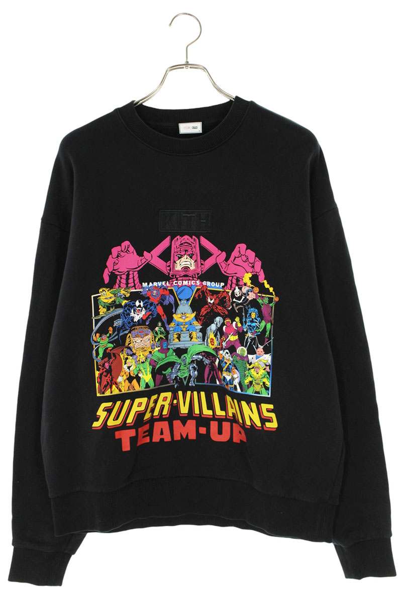 口吸い KITH 大きさ:M  Team Up Vintage Nelson Crewneck キャラクタープリントスウェット(黒いこと)【102152】【BS99】【メンズ】【中古】bb187#rinkan*B