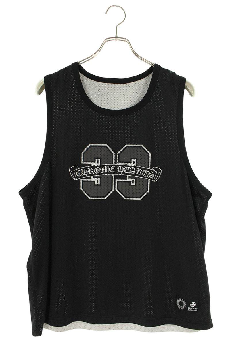 クロムハーツ Chrome Hearts　 サイズ:M MESH WARM UP JERSEY リバーシブルCHロゴプリントメッシュタンクトップ(ブラック)【114062】【GZ11】【メンズ】【中古】bb78#rinkan*A