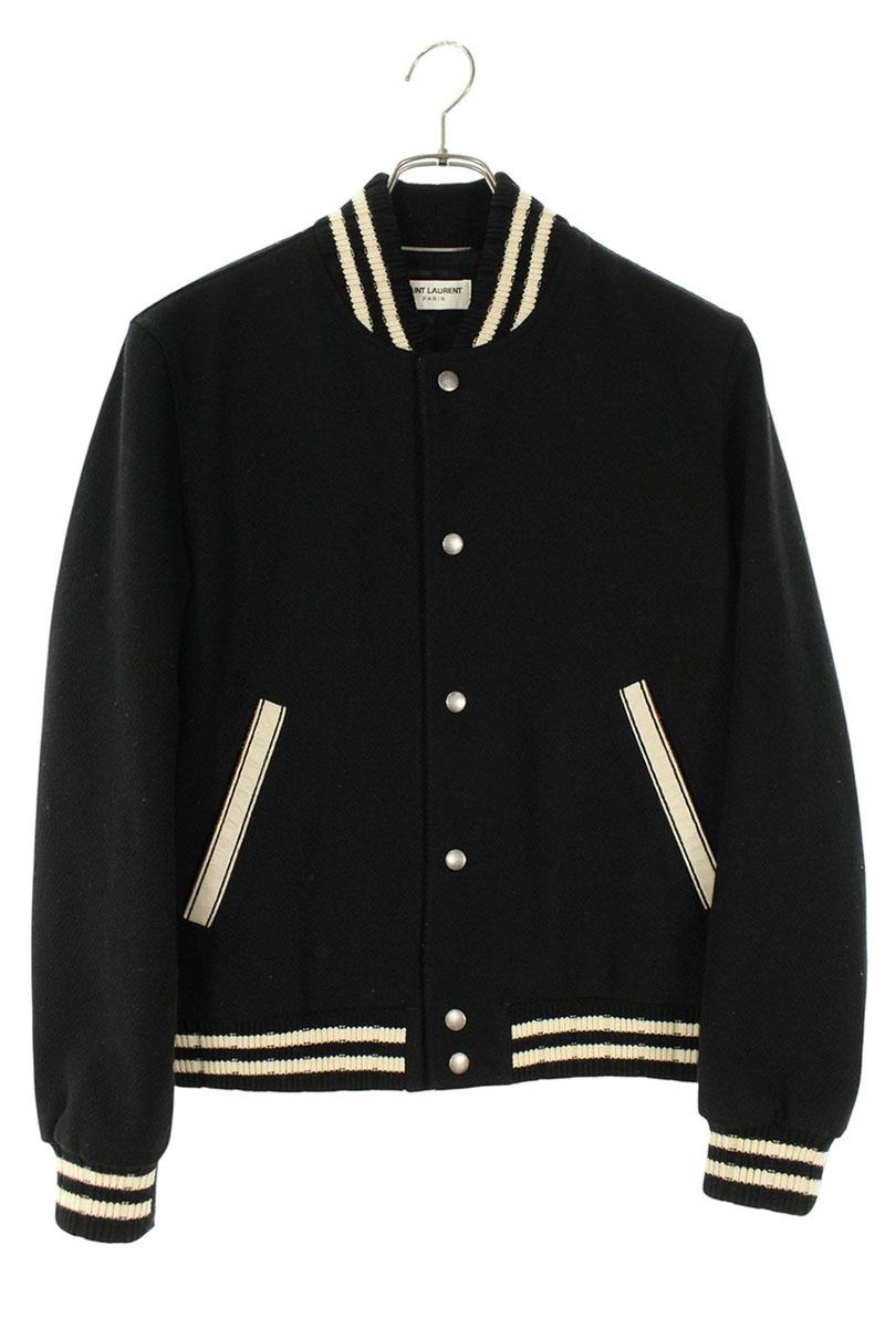 サンローランパリ SAINT LAURENT PARIS　 サイズ:46 625918 Y180W バックレザーロゴテディブルゾン(ブラック)【921152】【OM10】【メンズ】【中古】bb426#rinkan*B