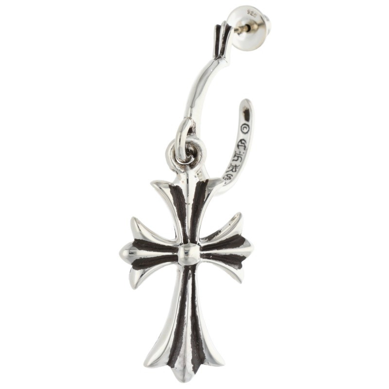 クロムハーツ Chrome Hearts   TINY CH CROSS タイニーCHはりつけ台フープ しろがね色ピアス(しろがね色 5.66g)【921152】【SS07】【小物】【中古】bb134#rinkan*B