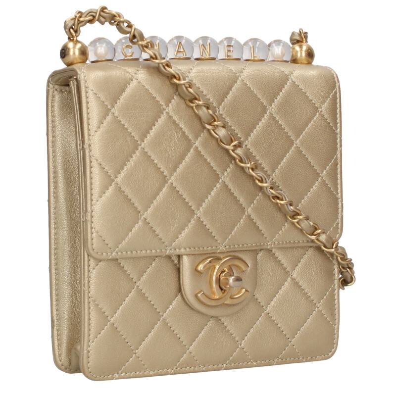 シャネル CHANEL   マトラッセ クリアパールゴートスキンチェーンショルダーバッグ(ゴールド)【921152】【GZ14】【小物】【中古】bb459#rinkan*A