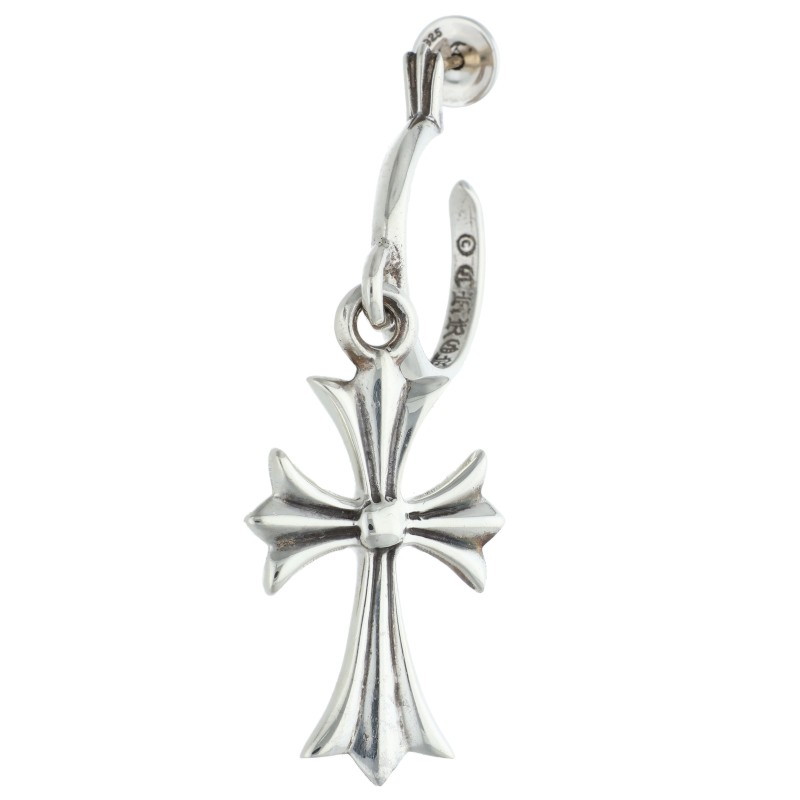 クロムハーツ Chrome Hearts   TINY CH CROSS タイニーCHはりつけ台フープ しろがね色ピアス(しろがね色 5.14g)【402152】【os06】【小物】【中古】bb453#rinkan*B