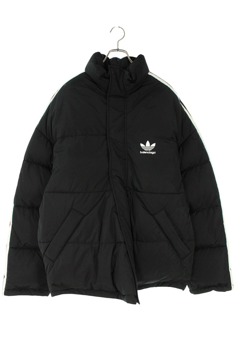 BALENCIAGA サイズ46 ナイロンダウンジャケット BALENCIAGA ロゴ総柄ダウンジャケット サイズ46 ブラック 582998-TF006