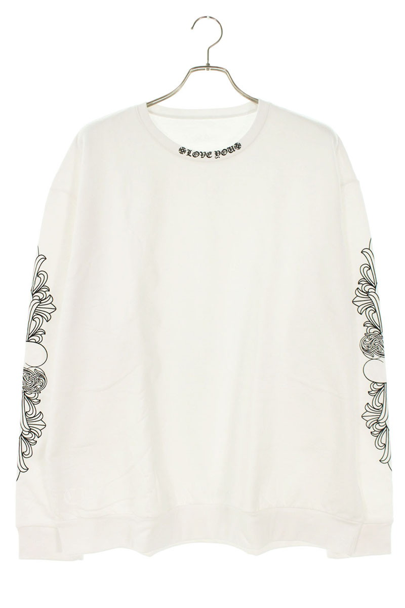 クロムハーツ Chrome Hearts 大きさ:XL  SWTSHRT PLVR 袖フローラルハートラブユースウェット(白いこと)【102152】【SJ02】【メンズ】【中古】bb82#rinkan*A
