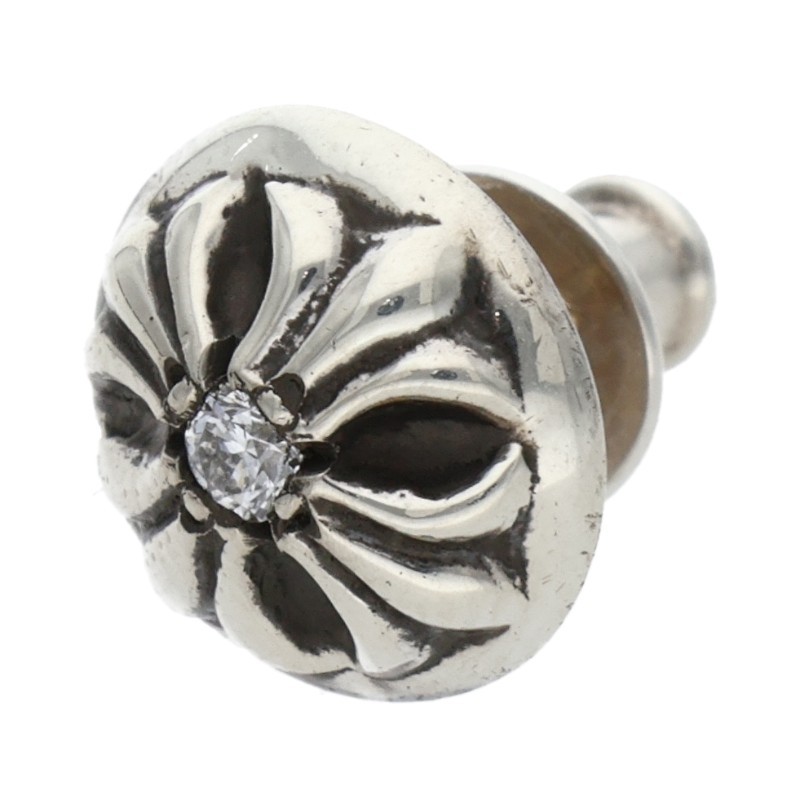 クロムハーツ Chrome Hearts   STUD CRSBLL DIA クロスボールスタッド 1金剛石 しろがね色ピアス(しろがね色×せつ然たる 1.38g)【102152】【SS07】【小物】【中古】bb406#rinkan*B