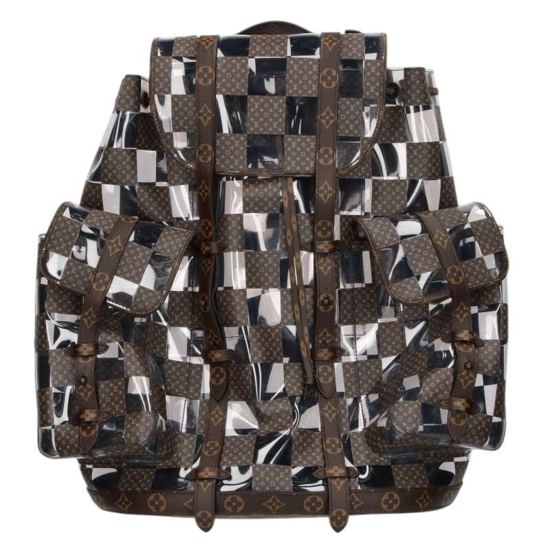 ルイヴィトン LOUISVUITTON 大いさ:MM  クリストファーMM M20865 モノグラムチェススケルトンリュック(赤銅色×せつ然たる)【502152】【OM10】【小物】【中古】bb410#rinkan*B