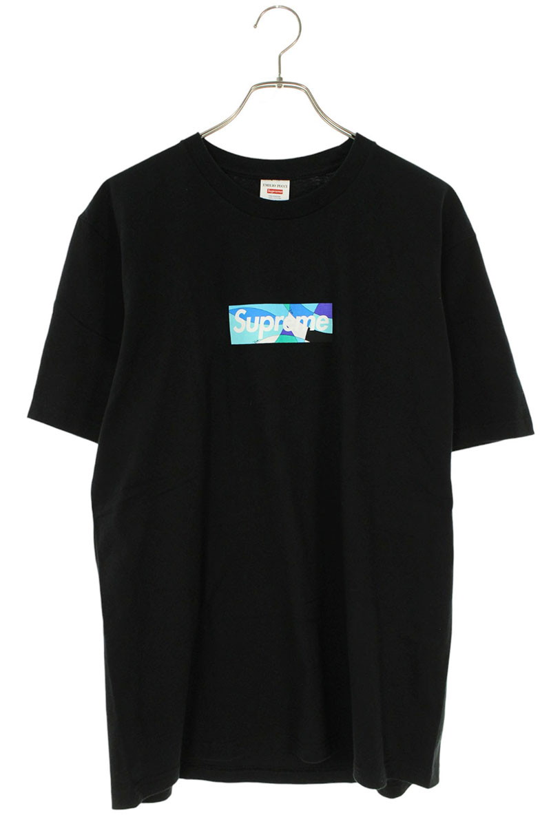 シュプリーム SUPREME ×エミリオプッチ EMILIO PUCCI サイズ:M  21SS  Pucci Box Logo Tee プッチボックスロゴTシャツ(ブラック×ブルー)【103062】【SB01】【メンズ】【中古】bb380#rinkan*A