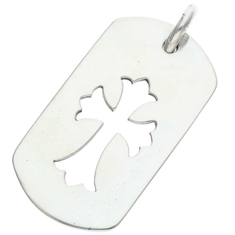 クロムハーツ Chrome Hearts 大きさ:LARGE  D TAG LRG CO CRS カットアウトクロス オールドラージドッグタグネックレストップ(しろがね色 16.63g)【402152】【SS07】【小物】【中古】bb411#rinkan*B