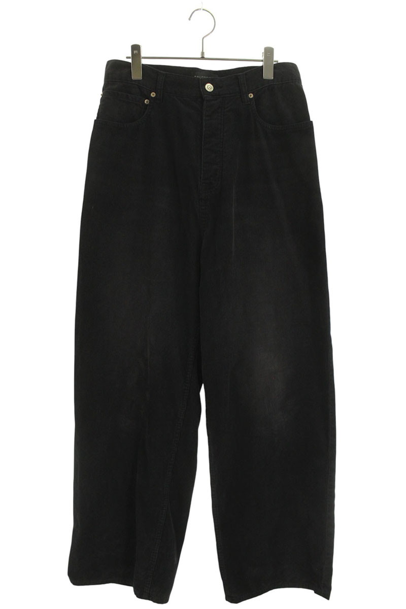 バレンシアガ BALENCIAGA　サイズ:XS 773763 TPW58 コーデュロイワイドロングパンツ(ブラック)【602152】【OM10】【メンズ】【中古】bb453#rinkan*B｜RINKAN