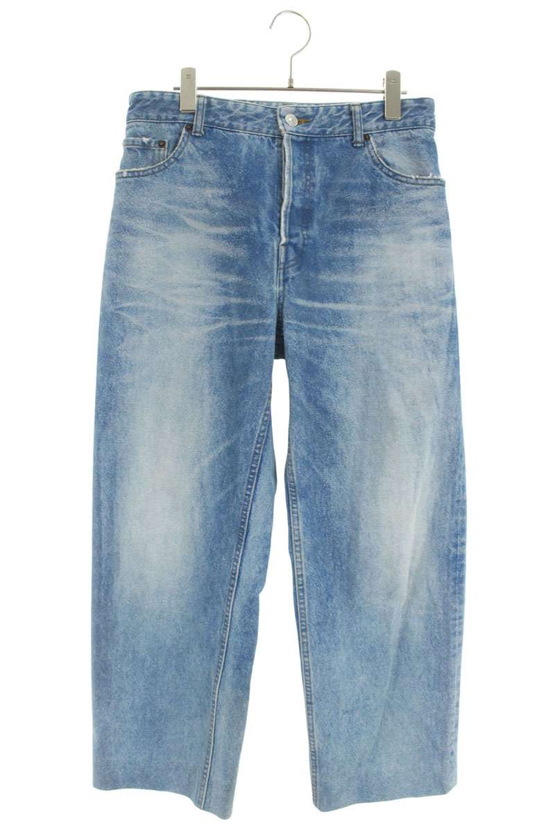 バレンシアガ BALENCIAGA　 サイズ:26インチ 600235 TCW03 ヴィンテージ加工クロップドワイドデニムパンツ(インディゴ)【602152】【BS99】【メンズ】【レディース】【中古】bb30#rinkan*B