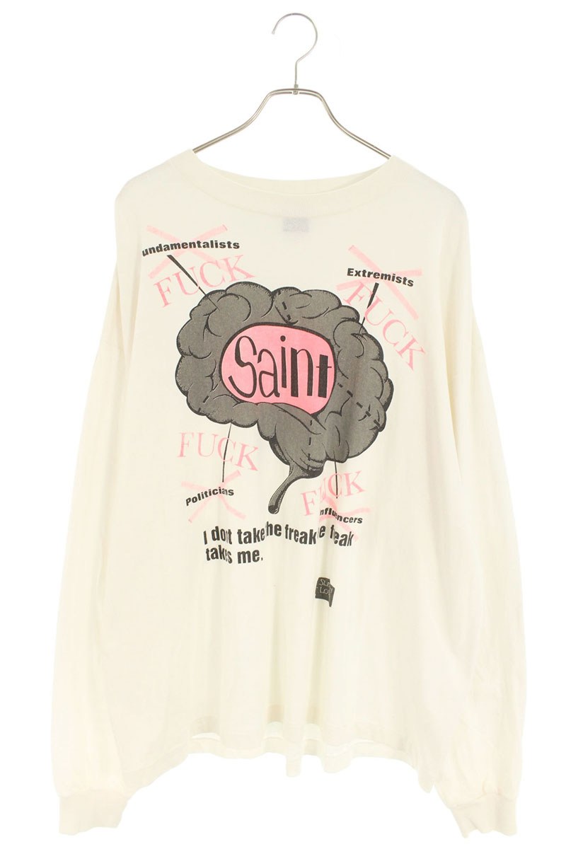 セントマイケル SAINT MICHAEL　 サイズ:XXL SM-HR8-0000-036 BRAINプリント長袖カットソー(ホワイト)【802152】【FK04】【メンズ】【中古】bb334#rinkan*B 19,617円