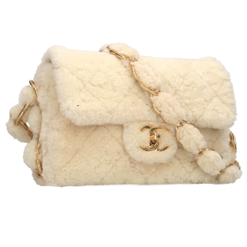 シャネル CHANEL   AS5193 ココマークファーハンドバッグ(白いこと×ゴールド)【602152】【SB01】【小物】【中古】bb132#rinkan*B