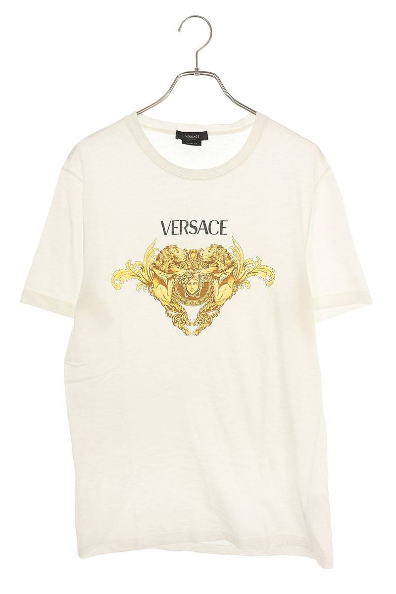 ヴェルサーチェ Versace　 サイズ:XL フロントロゴTシャツ(ホワイト)【702152】【BS99】【メンズ】【中古】bb132#rinkan*B