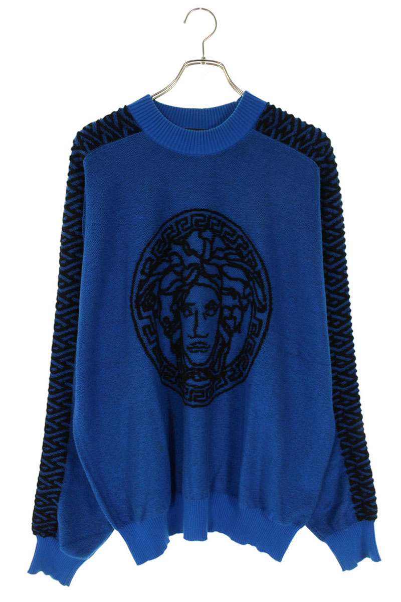 ヴェルサーチェ Versace　 サイズ:50 メデューサデザインパイル地スウェット(ブルー)【802152】【BS55】【メンズ】【中古】bb132#rinkan*B