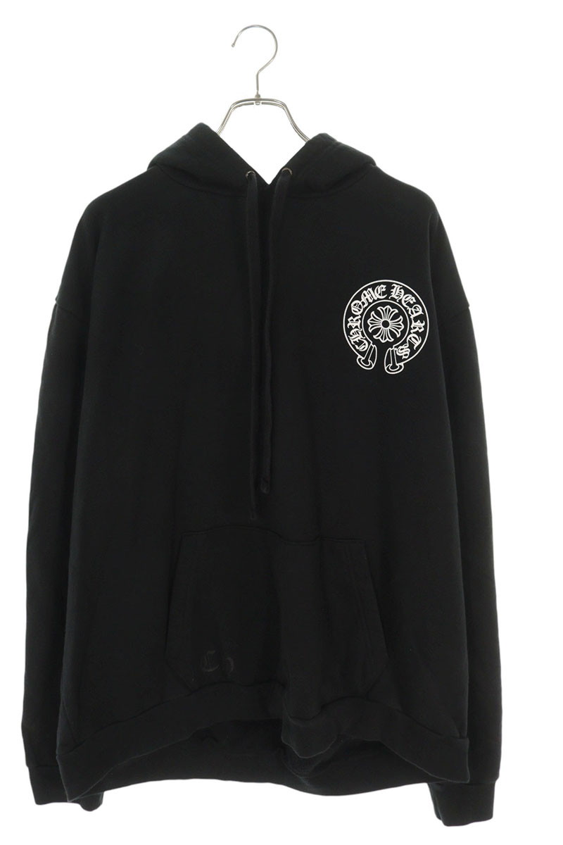 クロムハーツ Chrome Hearts　 サイズ:XXL SWTSHRT PLVR LTD プルオーバーパーカー ホノルル限定ホースシューバックプリントプルオーバーパーカー(ブラック×ホワイト)【902152】【SJ02】【メンズ】【中古】bb396#rinkan*B
