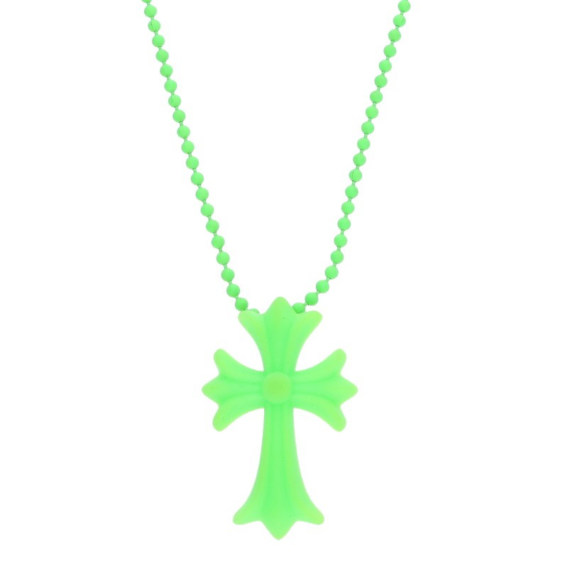 クロムハーツ Chrome Hearts　 FNO RUBBER CH CRS SML ラバースモールCHクロス FNO限定シリコンネックレス(グリーン 10.08g)【212152】【SS07】【小物】【中古】bb76#rinkan*B