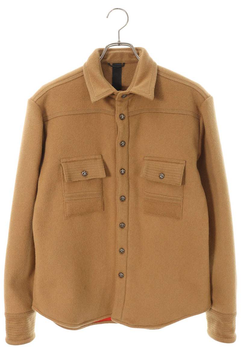 クロムハーツ Chrome Hearts 大きさ:S（JVP)  ARMY SHIRT BSフレアボタンウール長袖プルオーバー(赤銅色調×しろがね色)【112152】【os06】【メンズ】【中古】bb359#rinkan*B