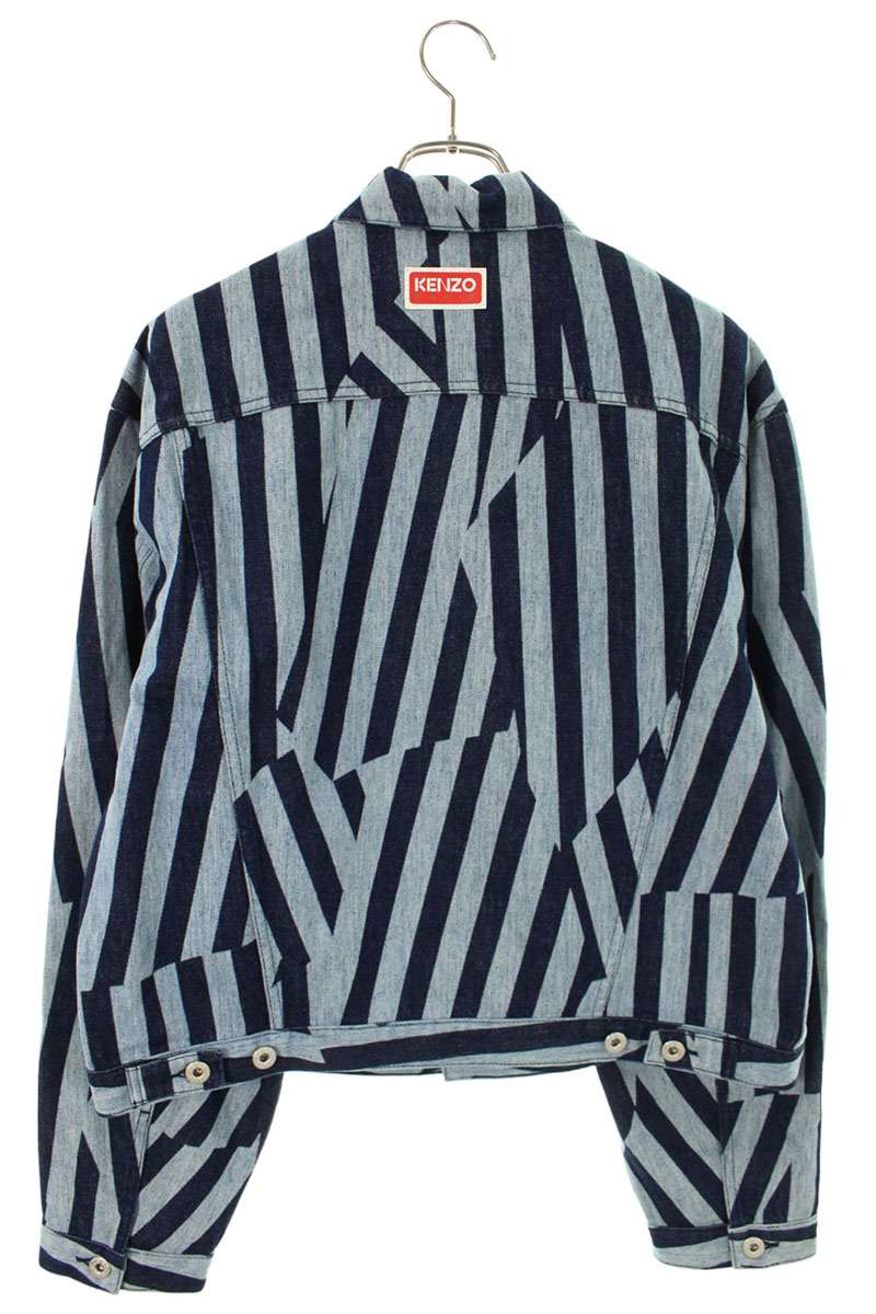 ケンゾー KENZO　 サイズ:L 24SS FD65DV3026R1 ダズルストライプトラッカーデニムジャケット(ブルー)【101062】【BS99】【メンズ】【中古】bb30#rinkan*S