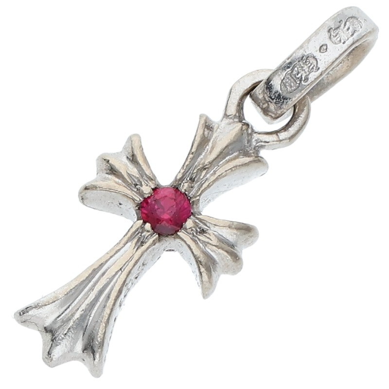 クロムハーツ Chrome Hearts 18KWG CRS BBYFAT RUBY ベイビーファット 1ルビー チャーム ホワイトゴールドネックレストップ(ホワイトゴールド×レッド 2.88g)【412152】【SS07】【小物】【中古】bb92#rinkan*B