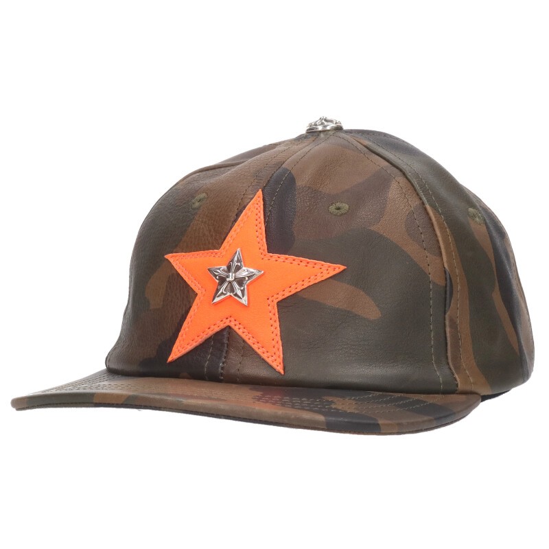 クロムハーツ Chrome Hearts  はやりっ児かざり付けるカモレザーキャップ(緑であること×オレンジ色)【112152】【SJ02】【小物】【中古】bb17#rinkan*S