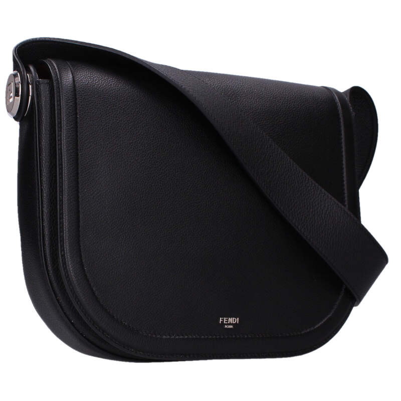 フェンディ FENDI　 7VA622 キオードレザーメッセンジャーショルダーバッグ(ブラック×シルバー)【101062】【BS99】【小物】【中古】bb30#rinkan*A