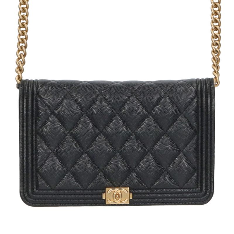 シャネル CHANEL   AP1117 男の子シャネル キャビアスキンチェーンウォレット(黒いこと×ゴールド)【112152】【SS13】【小物】【中古】bb30#rinkan*A