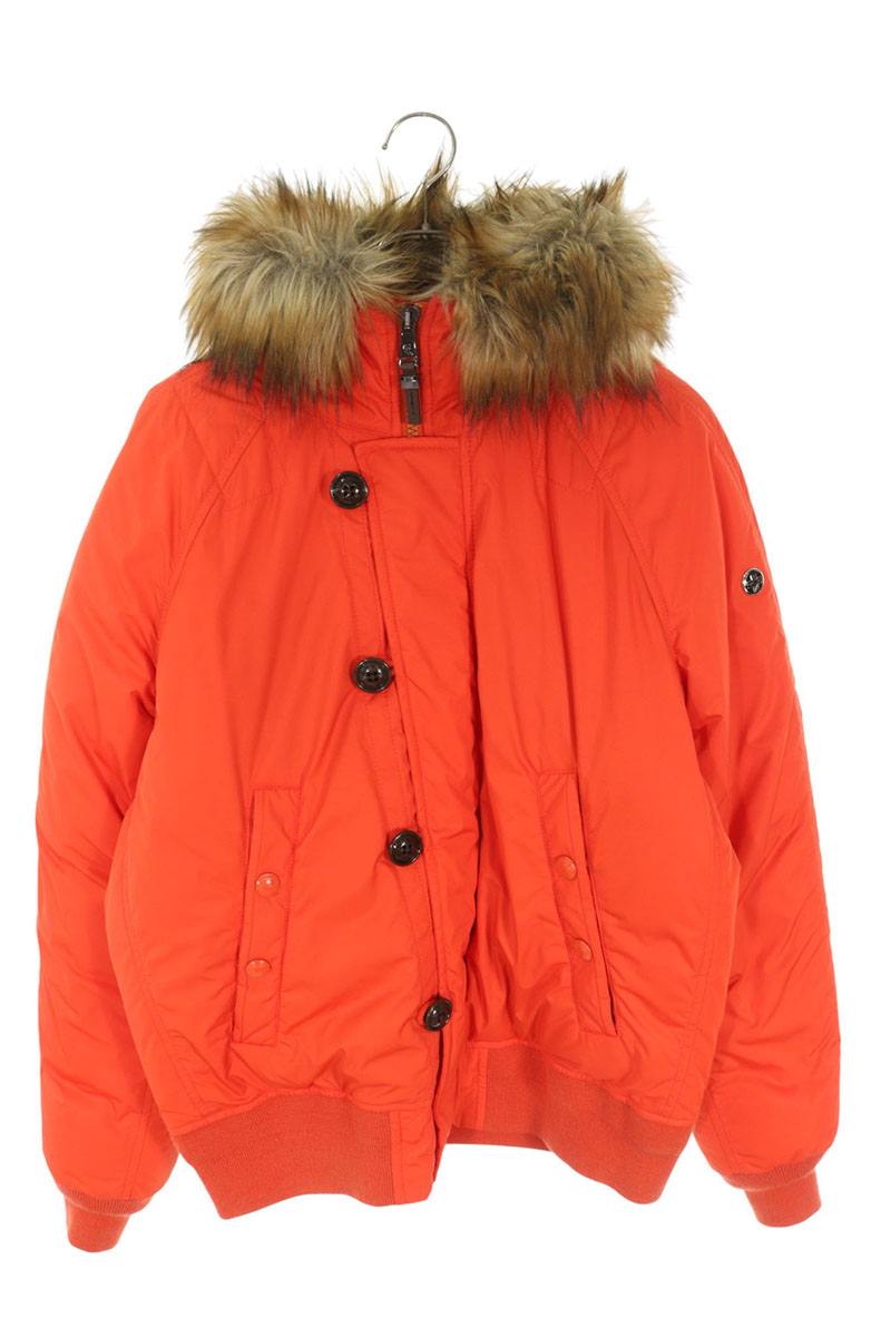 ラルフローレン Ralph Lauren　 サイズ:S ファーフードダウンジャケット(オレンジ)【101062】【BS99】【メンズ】【中古】bb187#rinkan*B