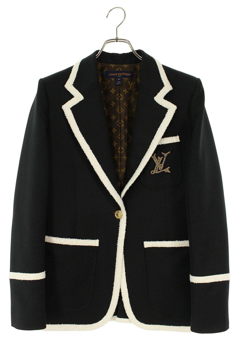 ルイヴィトン LOUISVUITTON　 サイズ:38 25AW RW252WW JDL FTJA10 金ボタンLVワッペンブレザージャケット(ブラック×ホワイト)【312152】【BS99】【レディース】【中古】bb379#rinkan*B