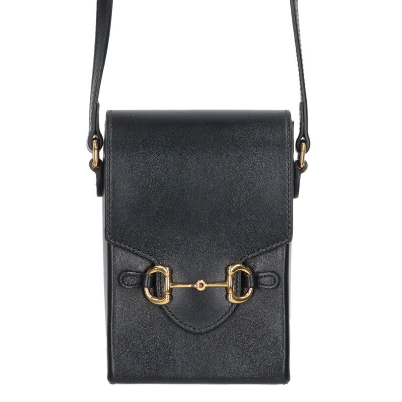グッチ GUCCI　 625615 ホースビットレザーショルダーバッグ(ブラック)【122152】【BS99】【小物】【中古】bb205#rinkan*C