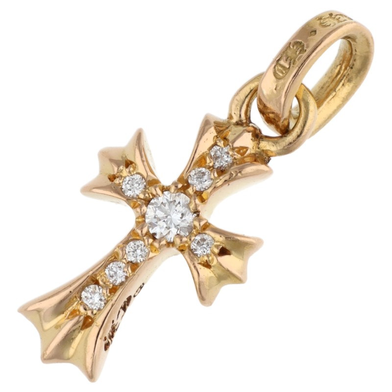クロムハーツ Chrome Hearts 22K CRS BBYFAT P DMND ベイビーファット PAVEダイヤ チャーム ゴールドネックレストップ(イエローゴールド×クリア 3.11g)【412152】【SJ02】【小物】【中古】bb378#rinkan*B