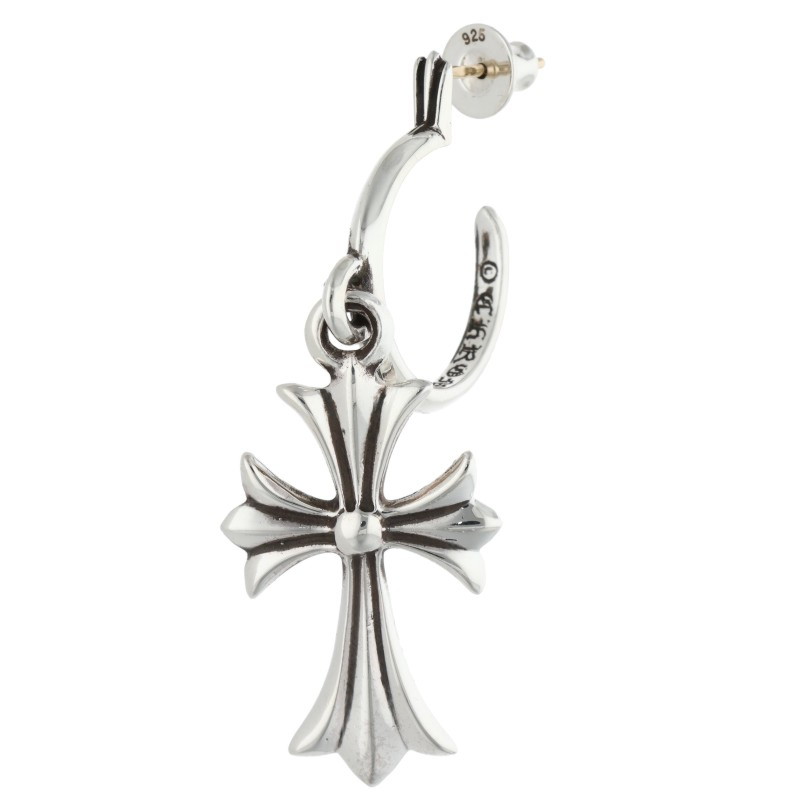 クロムハーツ Chrome Hearts   TINY CH CROSS タイニーCHはりつけ台フープ しろがね色ピアス(しろがね色 5.35g)【512152】【HJ12】【小物】【中古】bb310#rinkan*B