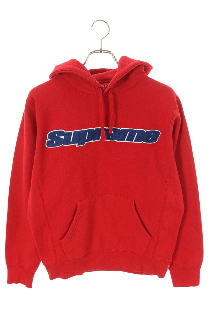 シュプリーム SUPREME 大いさ:S  19SS  Chenille Hooded Sweatshirt シェニールロゴプルオーバーパーカー(赤いこと)【612152】【BS55】【メンズ】【中古】bb187#rinkan*B トップス-メンズファッション