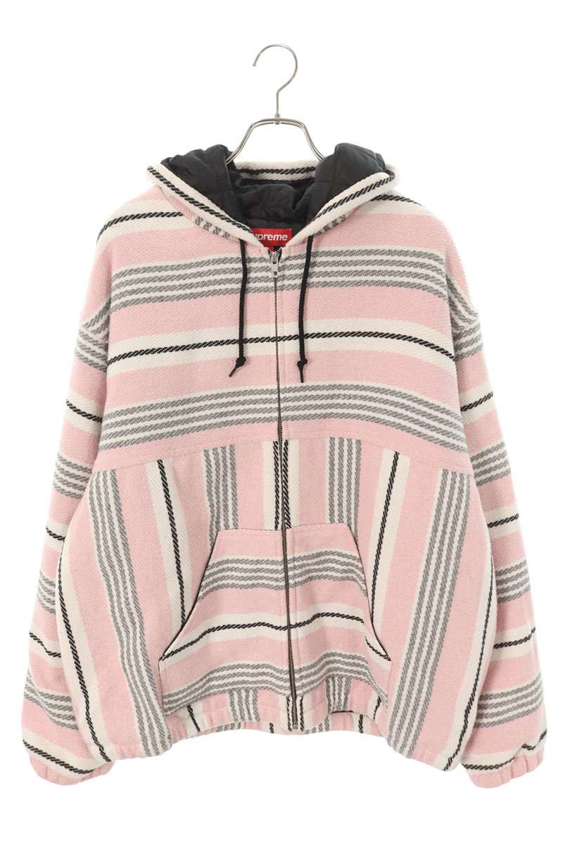 シュプリーム SUPREME サイズ:XL 25SS Woven Stripe Hooded Jacket ウーブンストライプフーデッドブルゾン(ライトピンク)【101062】【BS99】【メンズ】【中古】bb187#rinkan*A|RINKAN