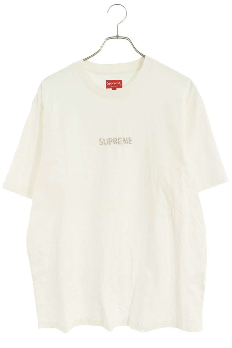 シュプリーム SUPREME 大きさ:L  Bullion Logo S S Top ブリオンロゴティーシャツ(白いこと)【215062】【SB01】【メンズ】【中古】bb429#rinkan*B