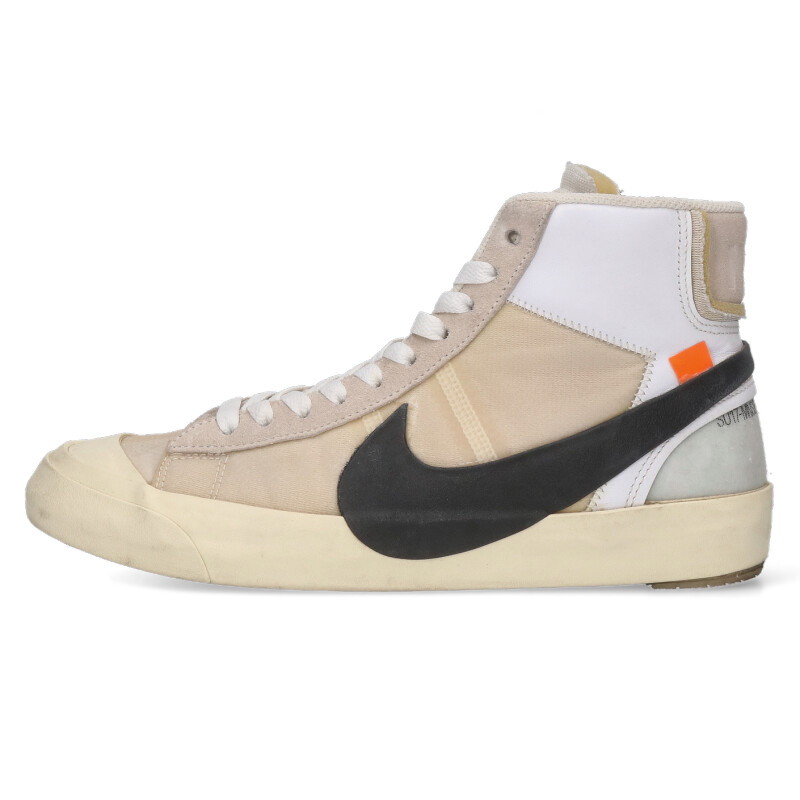 ナイキ 象牙色 NIKE OFF-WHITE 大きさ:25.5糎  BLAZER MID AA3832-100 ブレーザーミッドスニーカー(白いこと×黒いこと)【101062】【BS99】【メンズ】【小物】【中古】bb466#rinkan*B
