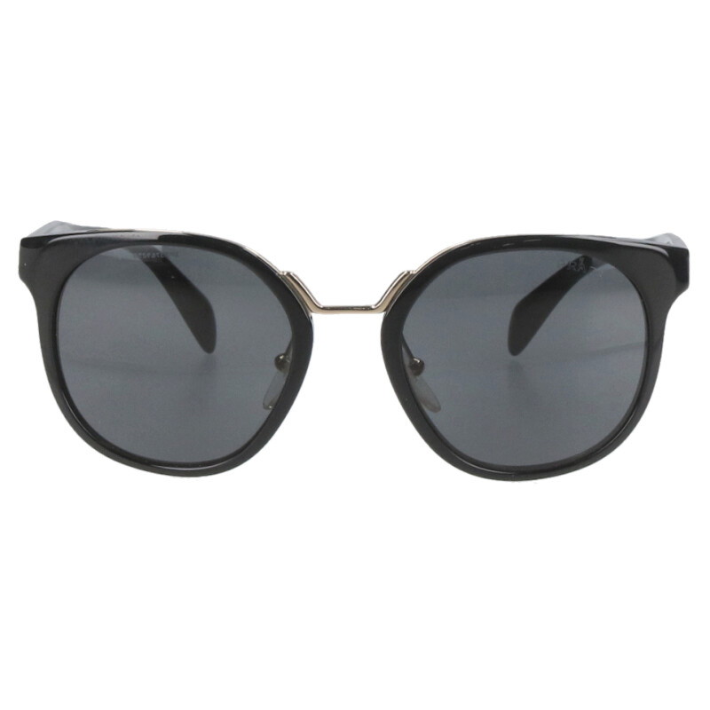 プラダ PRADA　 サイズ:52□20 140 SPR17T ボストンフレームサングラス((フレーム)ブラック×ゴールド)【101062】【BS99】【小物】【中古】bb212#rinkan*B