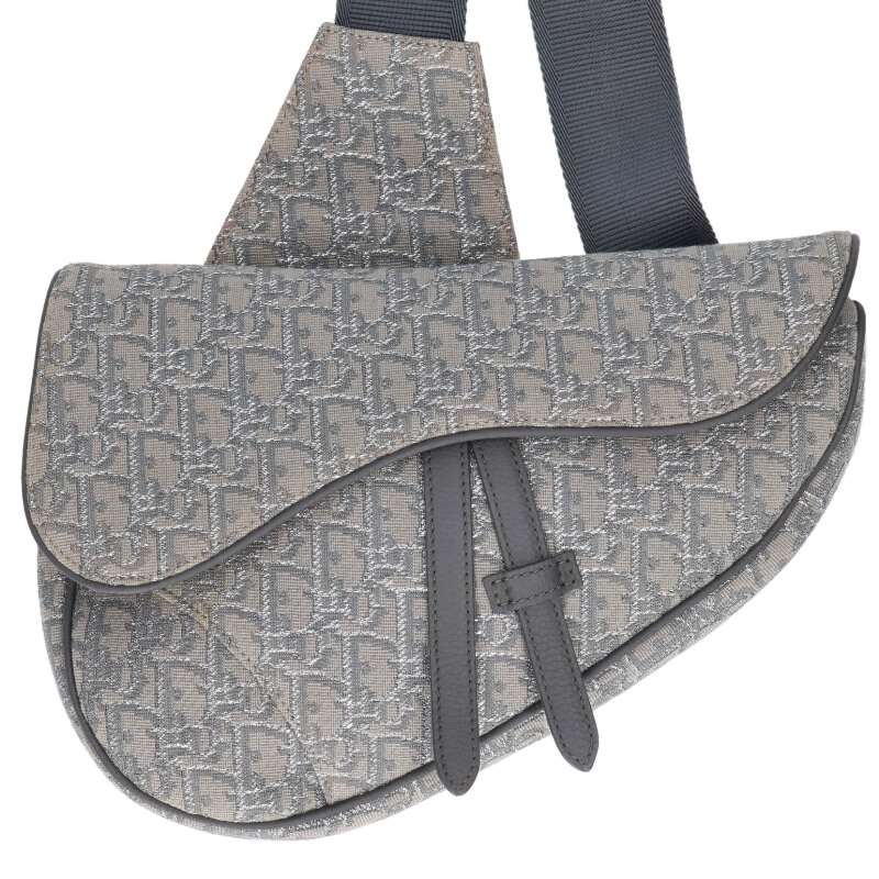 ディオール DIOR SADDLE サドル オブリークジャガードラメステッチショルダーバッグ(グレー)【622152】【BS99】【小物】【中古】bb30#rinkan*B|RINKAN