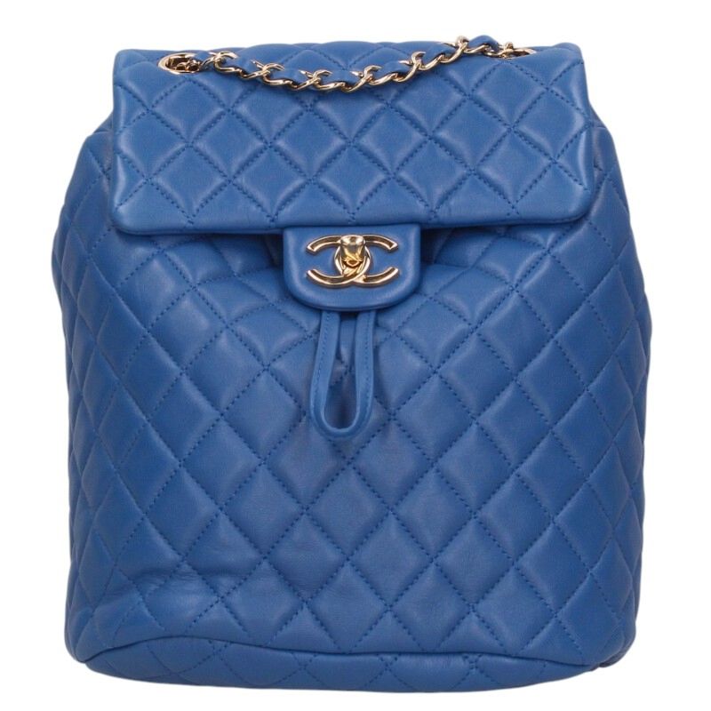 シャネル CHANEL   A69964 マトラッセ ラムスキンチェーンデイパックリュック(青碧×ゴールド)【022152】【SB01】【小物】【中古】bb30#rinkan*A