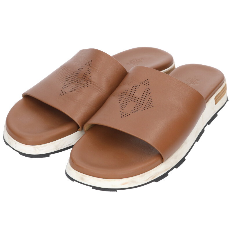 エルメス HERMES　 サイズ:42.5 Reflex Brown Calf リフレックスロゴサンダル(ブラウン)【622152】【BS99】【メンズ】【小物】【中古】bb94#rinkan*B
