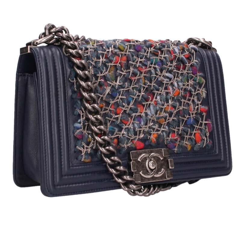 シャネル CHANEL　 サイズ:25 A67085 ボーイシャネル25 ラムスキンチェーンショルダーバッグ(ネイビー×マルチ)【322152】【GZ14】【小物】【中古】bb384#rinkan*B