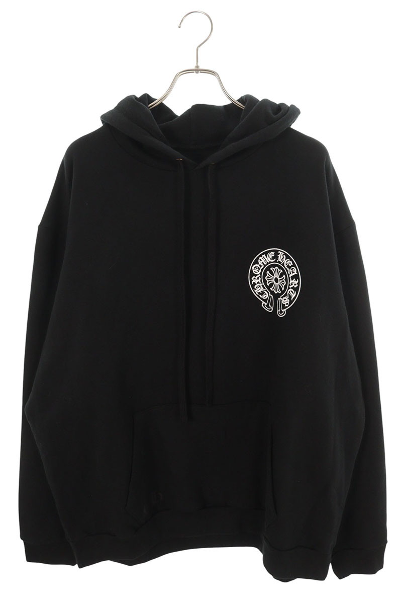 クロムハーツ Chrome Hearts　 サイズ:XXL SWTSHRT HD PLVR LTD ラスベガス限定バックホースシュープリントパーカー(ブラック)【422152】【GZ11】【メンズ】【中古】bb437#rinkan*S